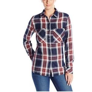 Seven7 Women's Plaid Two-Pocket League Navy Shirt